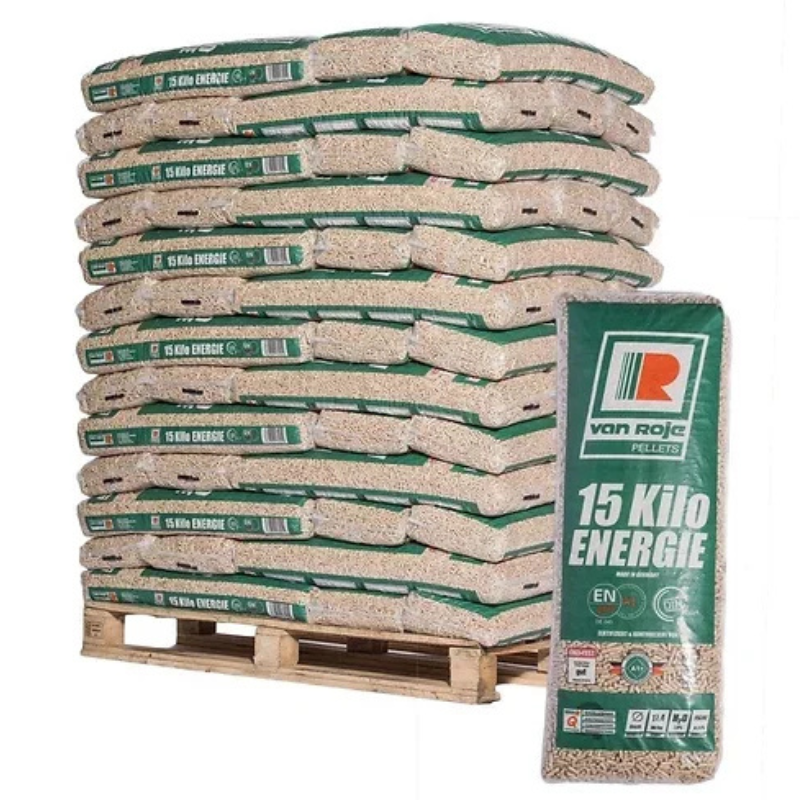 Van Roje Premium Holzpellets, 975 kg Palette (65 Säcke à 15 kg)